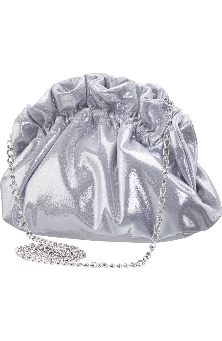 Nina Cristy Metallic Clutch, Alternate, color, True Silver