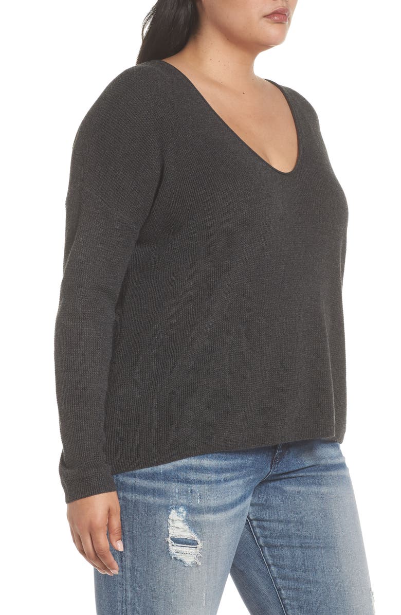 BP. Textured Stitch V-Neck Pullover, Alternate, color,