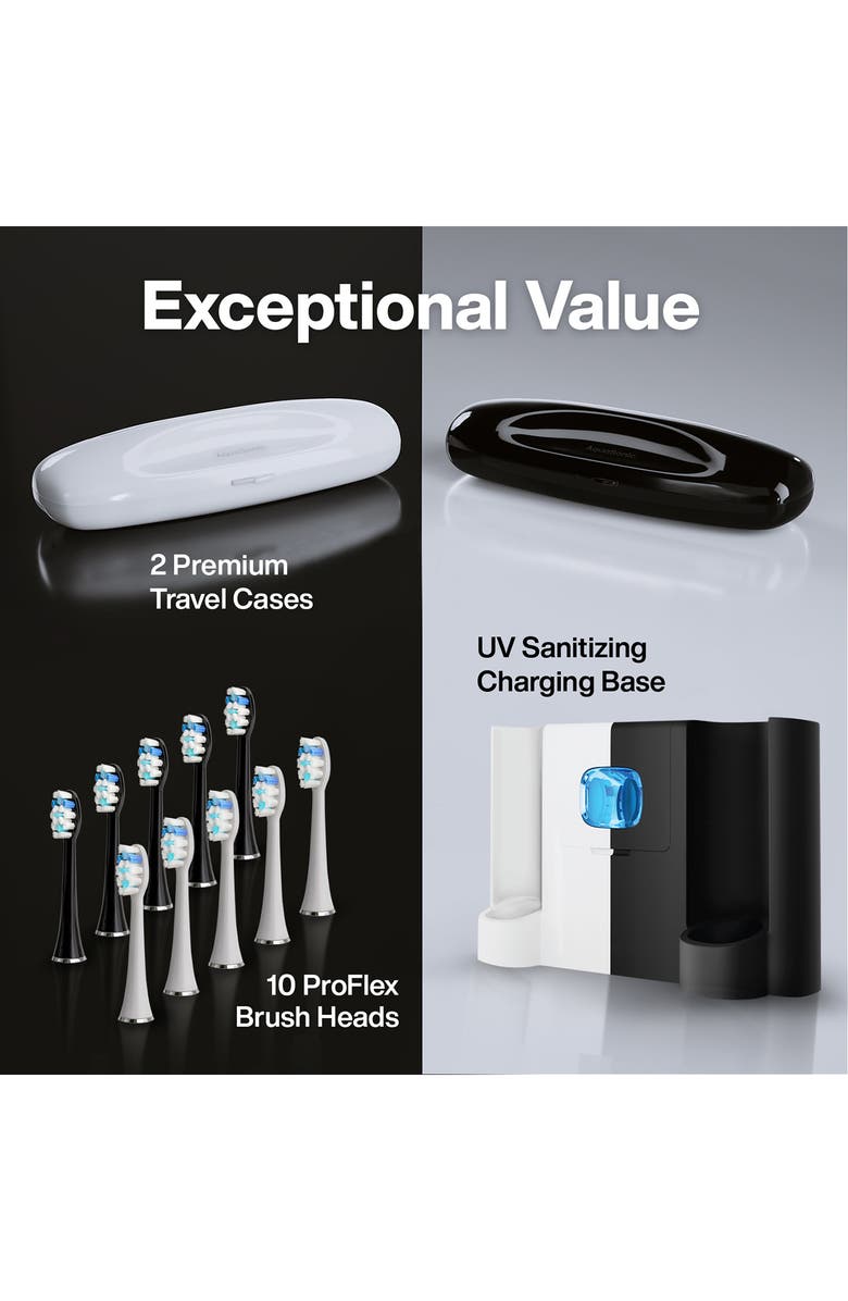 AQUASONIC Pro Home & Travel System Ultra-Whitening Toothbrush Set with UV Sanitizer, Alternate, color,