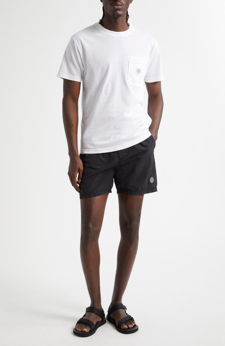 Stone Island Compass Logo Patch Swim Trunks, Alternate, color, V0029 Black