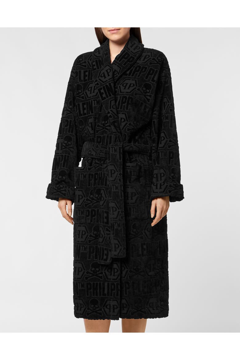 Bathrobe Tiger Unisex, Alternate, color, black