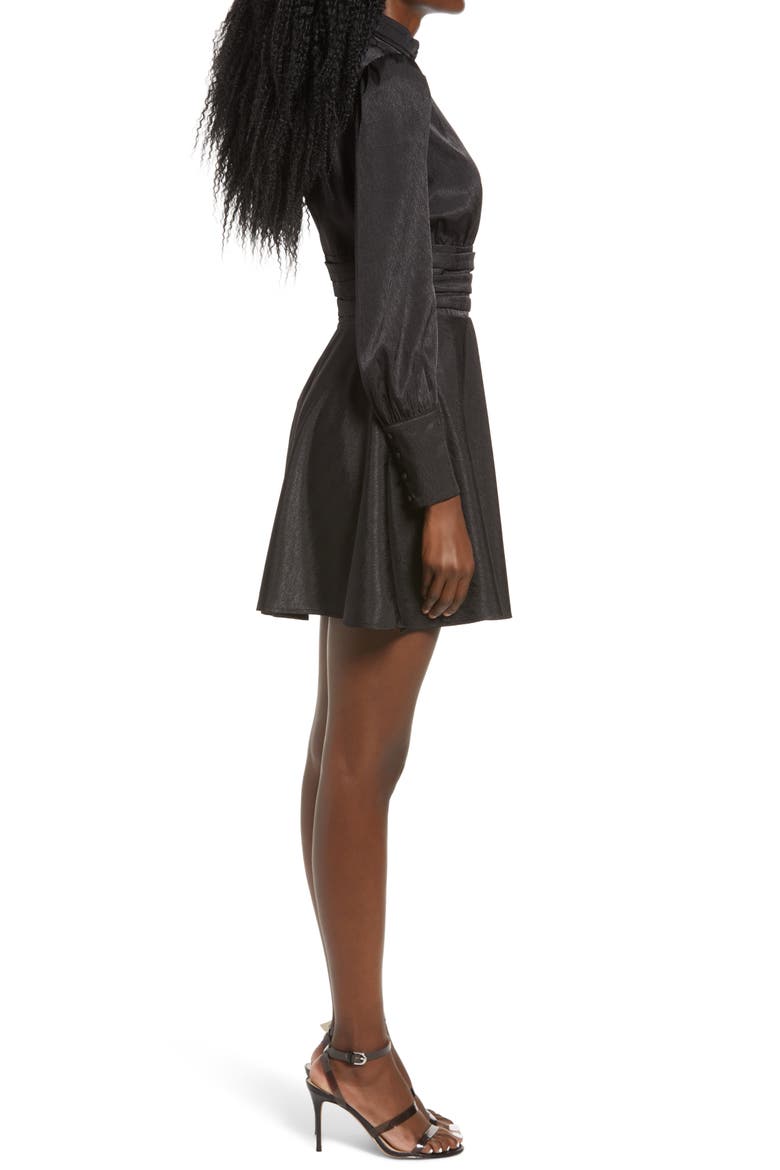 Holly Long Sleeve Minidress, Alternate, color, BLACK JACQUARD