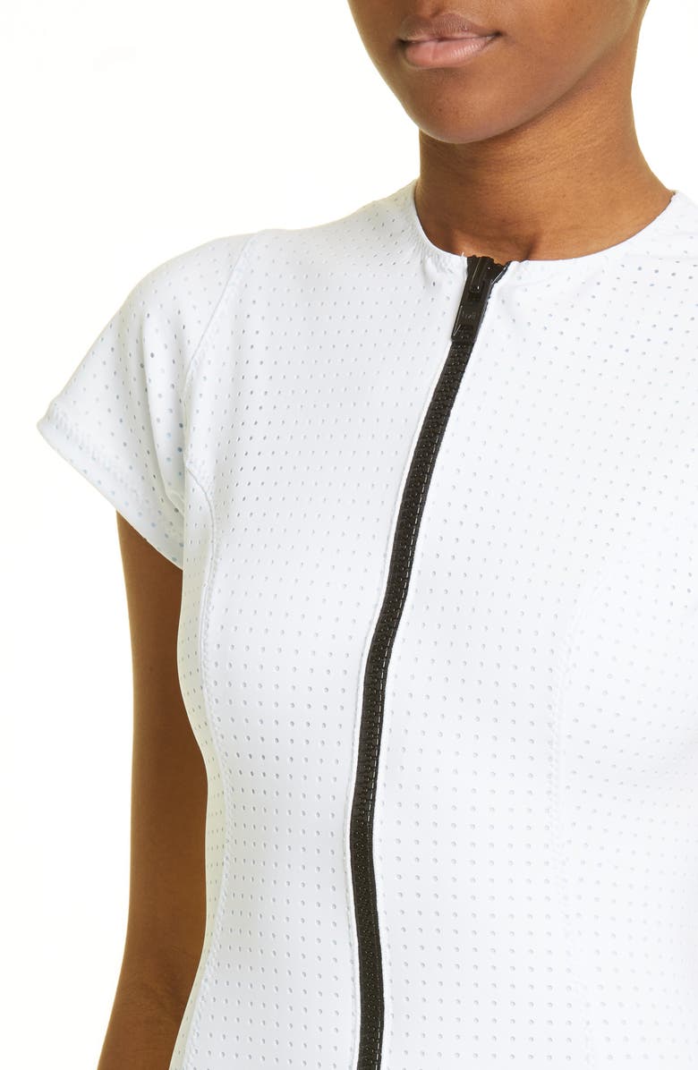 Lisa Marie Fernandez Farrah Short Sleeve Zip One Piece Swimsuit, Alternate, color,