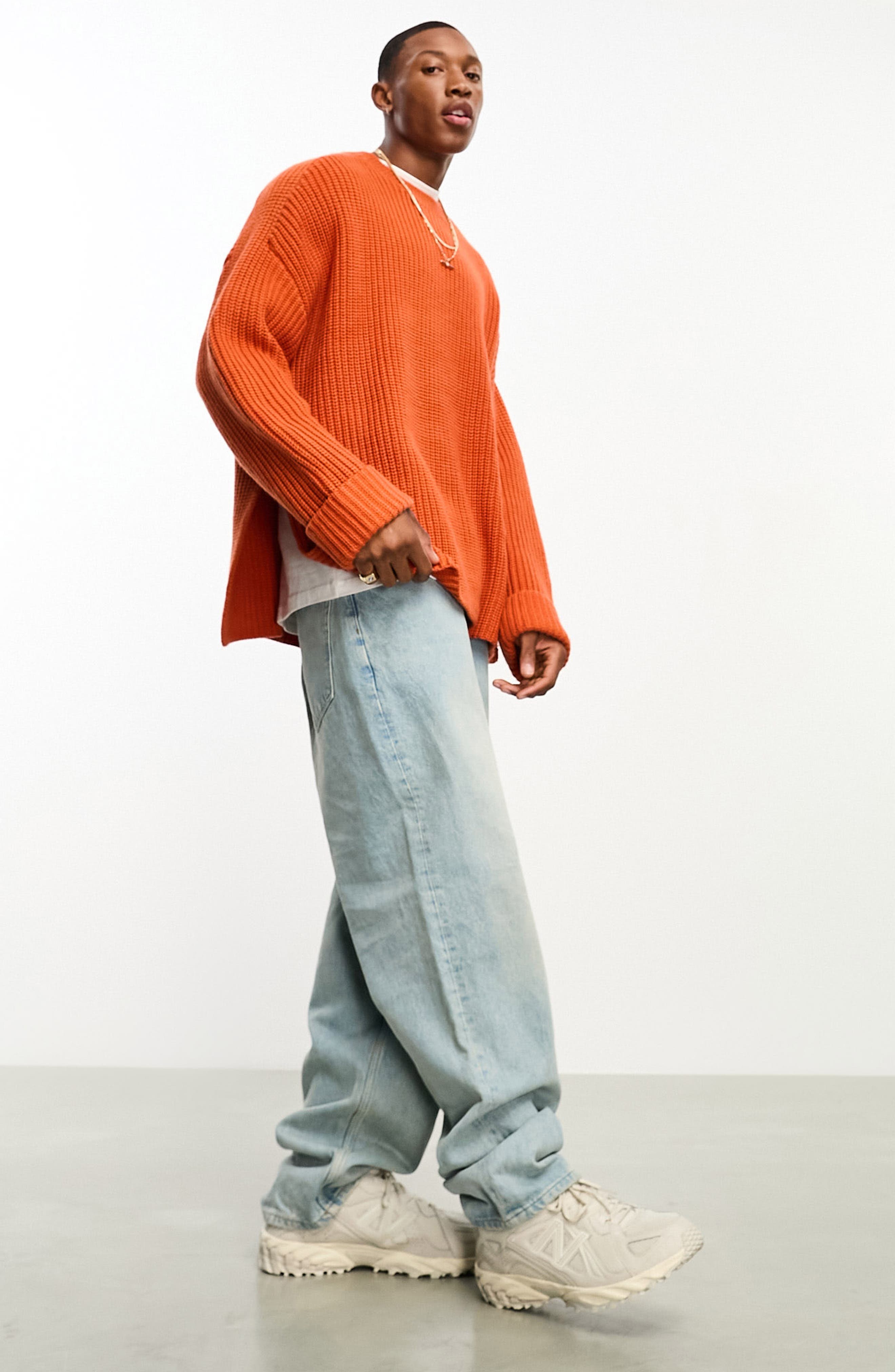 ASOS DESIGN Side Slit Crewneck Sweater (Men) | Nordstromrack