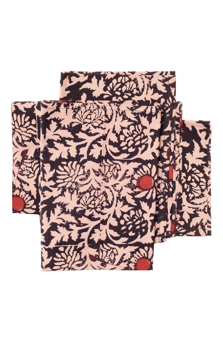 Studio Variously Hummus Floral Wax Block Printe Cotton Table Napkin - Set of 4, Alternate, color, 