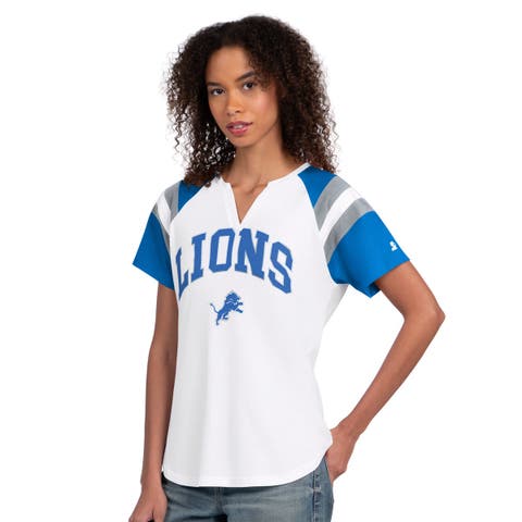 Women's Starter  White Detroit Lions Game On Notch Neck T-Shirt