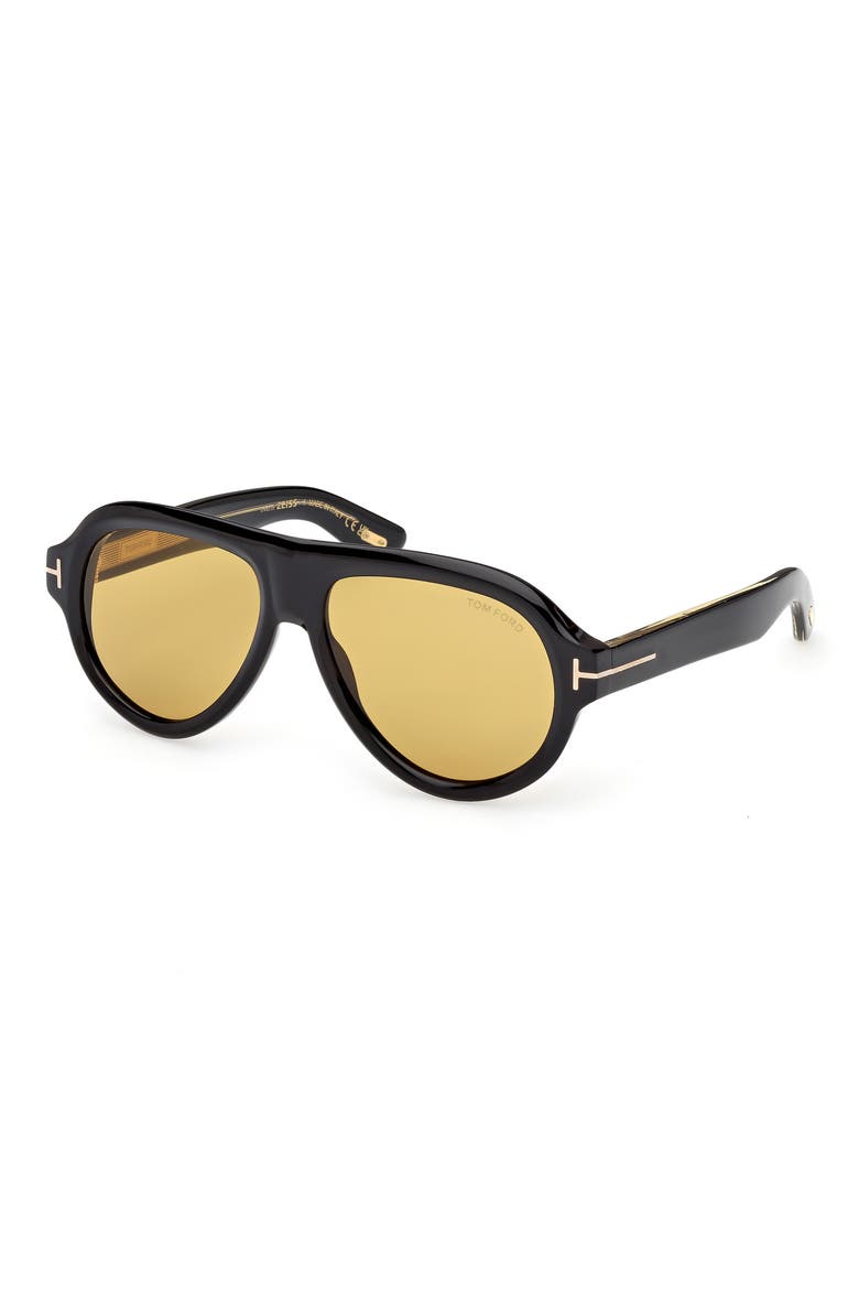 Icon 59mm Pilot Sunglasses, Alternate, color, SHINY BLACK / BROWN