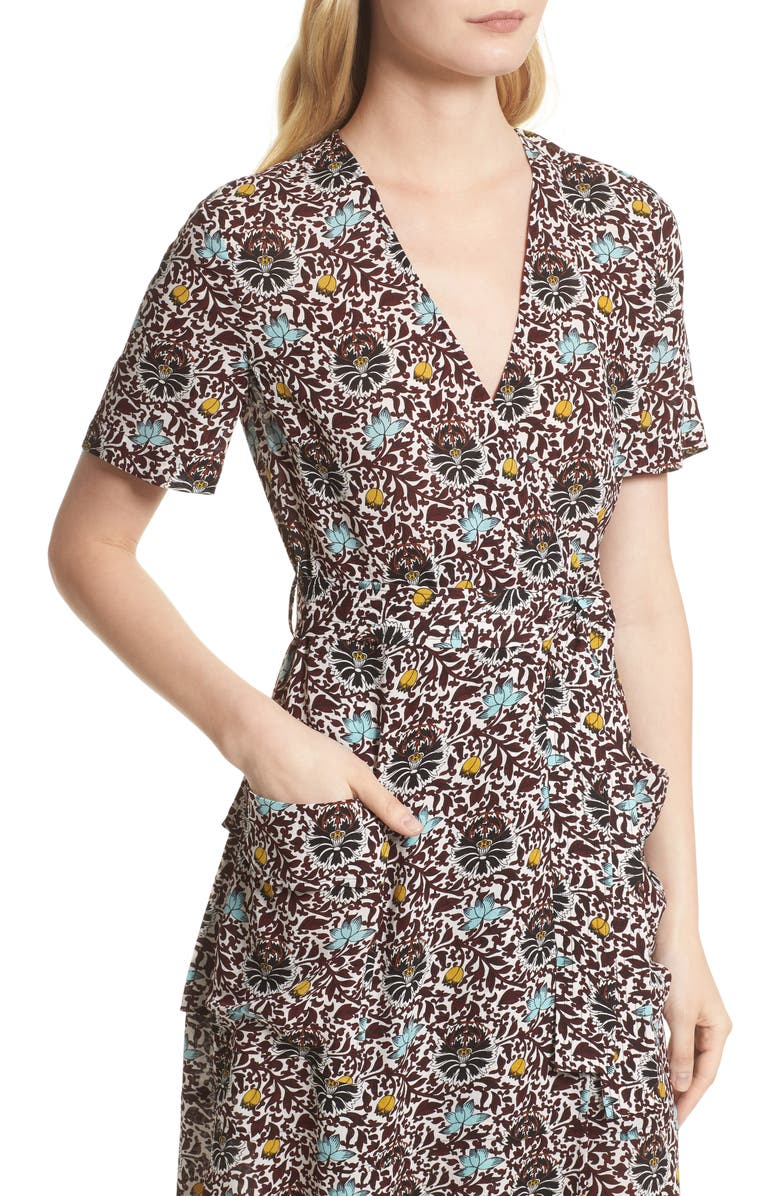 A.L.C. Stephanie Print Silk Wrap Dress, Alternate, color,