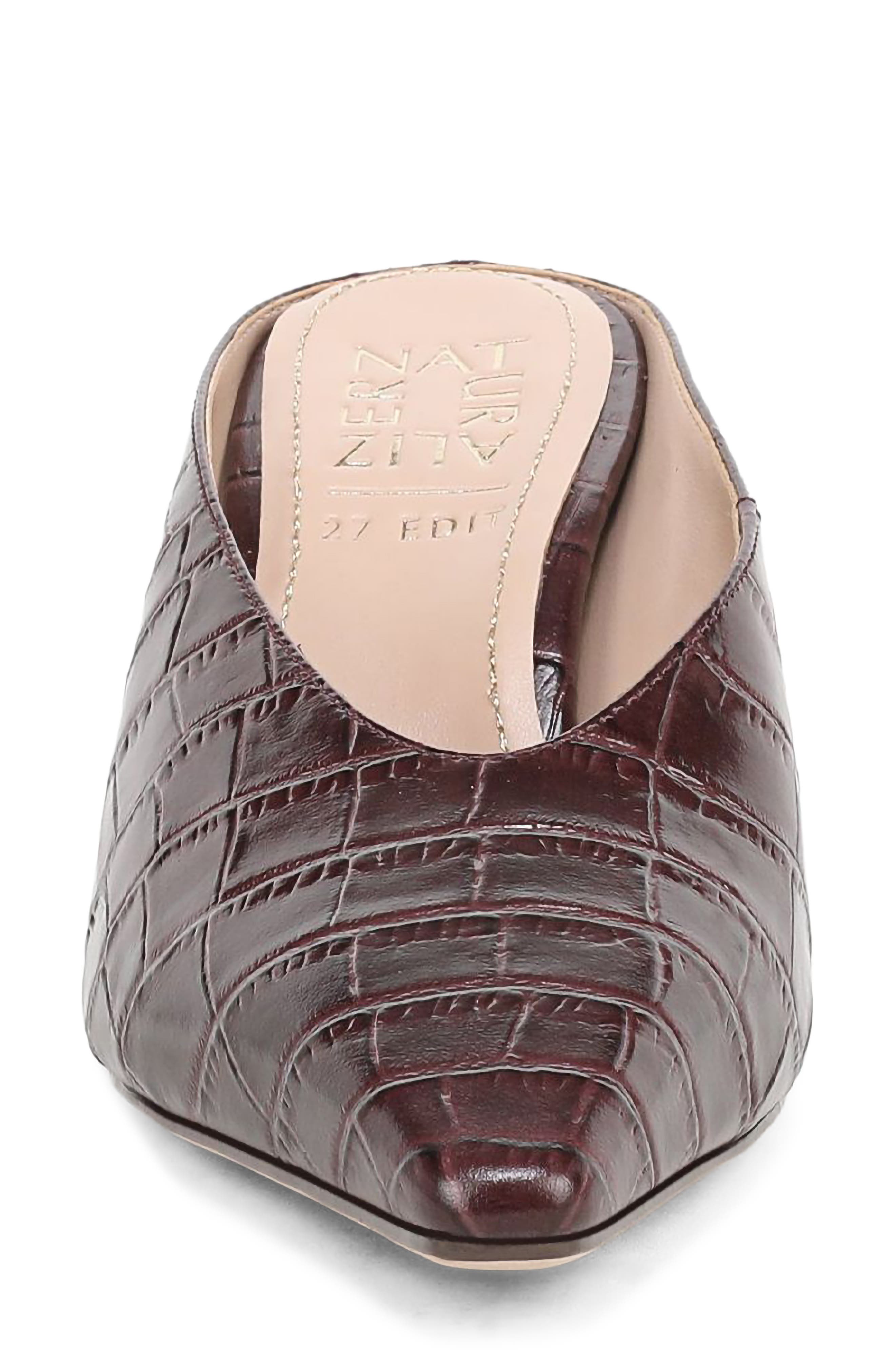 Emerson Croc Embossed Leather Pointed Toe Mule, Alternate, color, SMOKEY SANGRIA