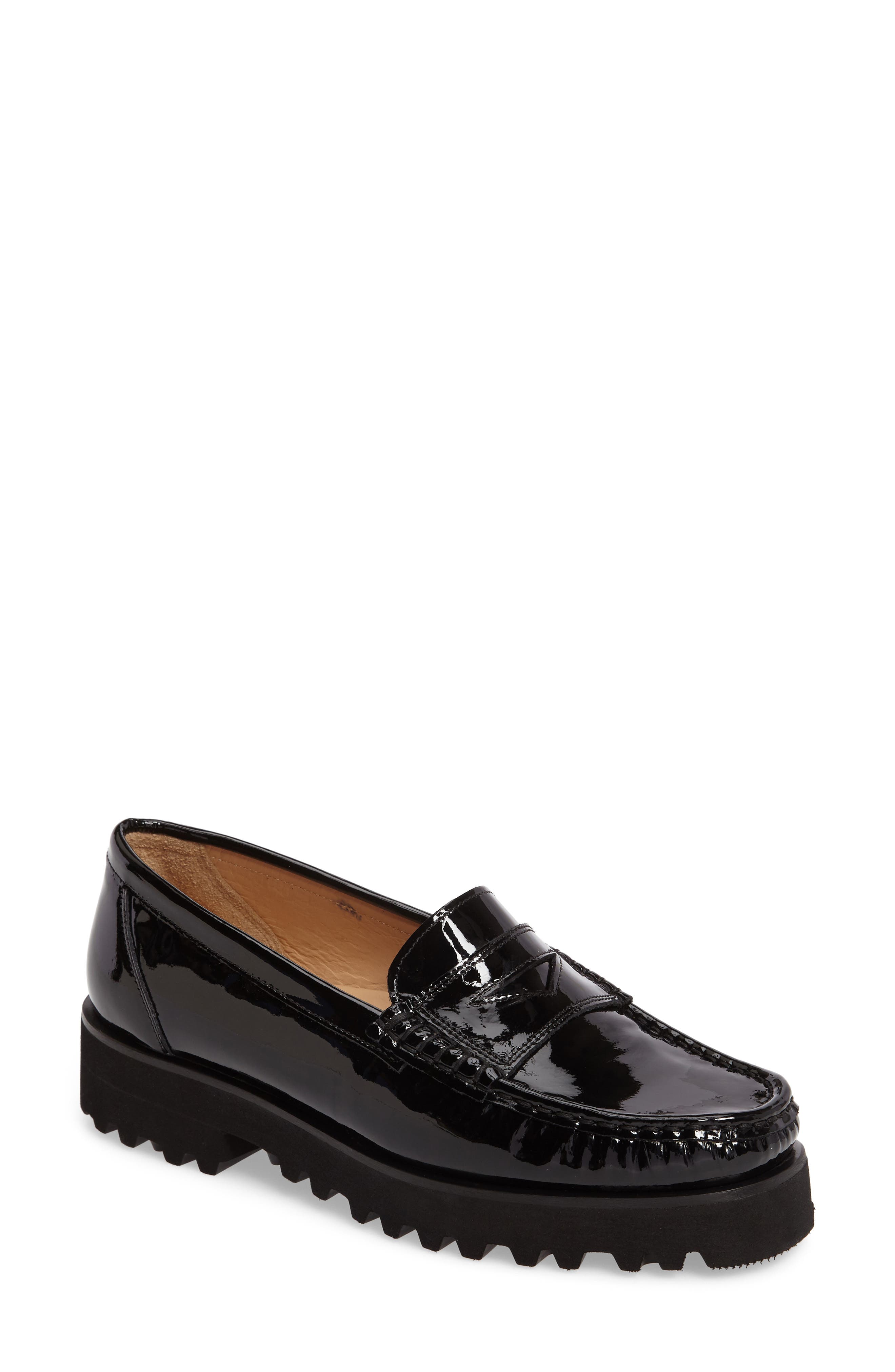 Rita Platform Penny Loafer, Main, color, ONYX PATENT