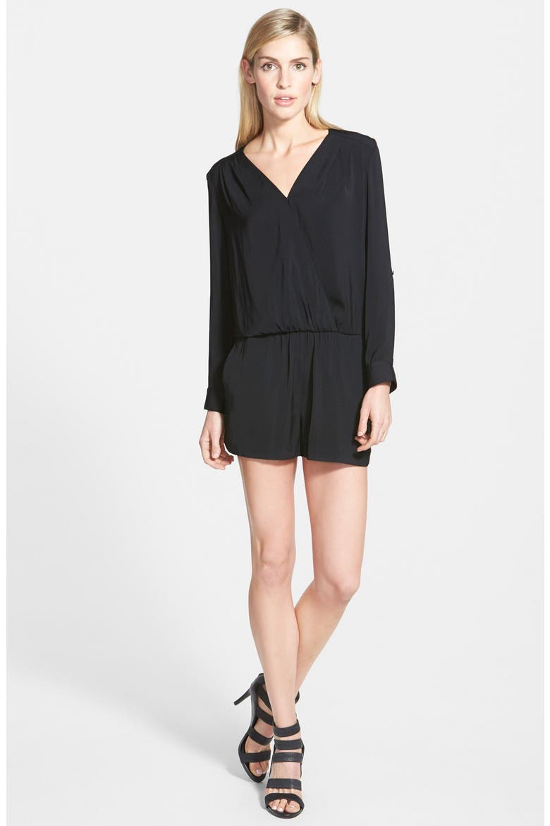 Surplice Romper, Main, color, BLACK