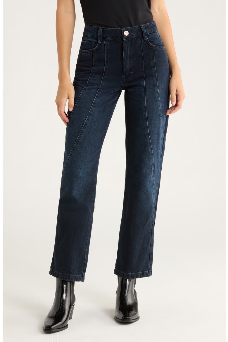 Juli Wavy Seam Wide Leg Jeans, Main, color, BLUE