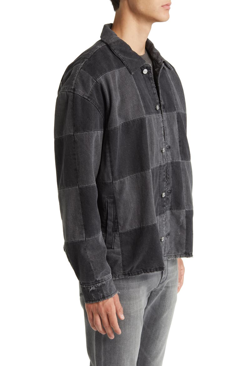 Checkerboard Denim Jacket, Alternate, color, MONOCHROME WASHED NOIR