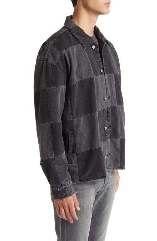 Frame Checkerboard Denim Jacket In Black