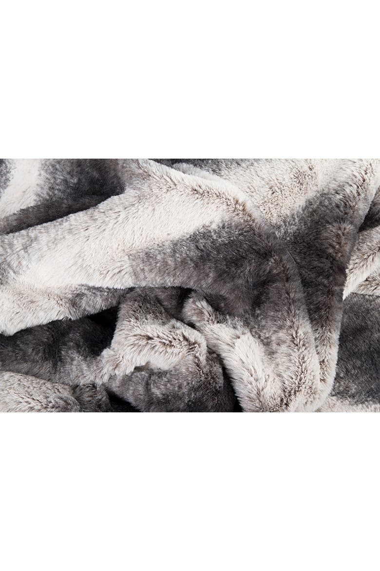 Irving Faux Fur Throw Blanket, Alternate, color, CHARCOAL/WHITE