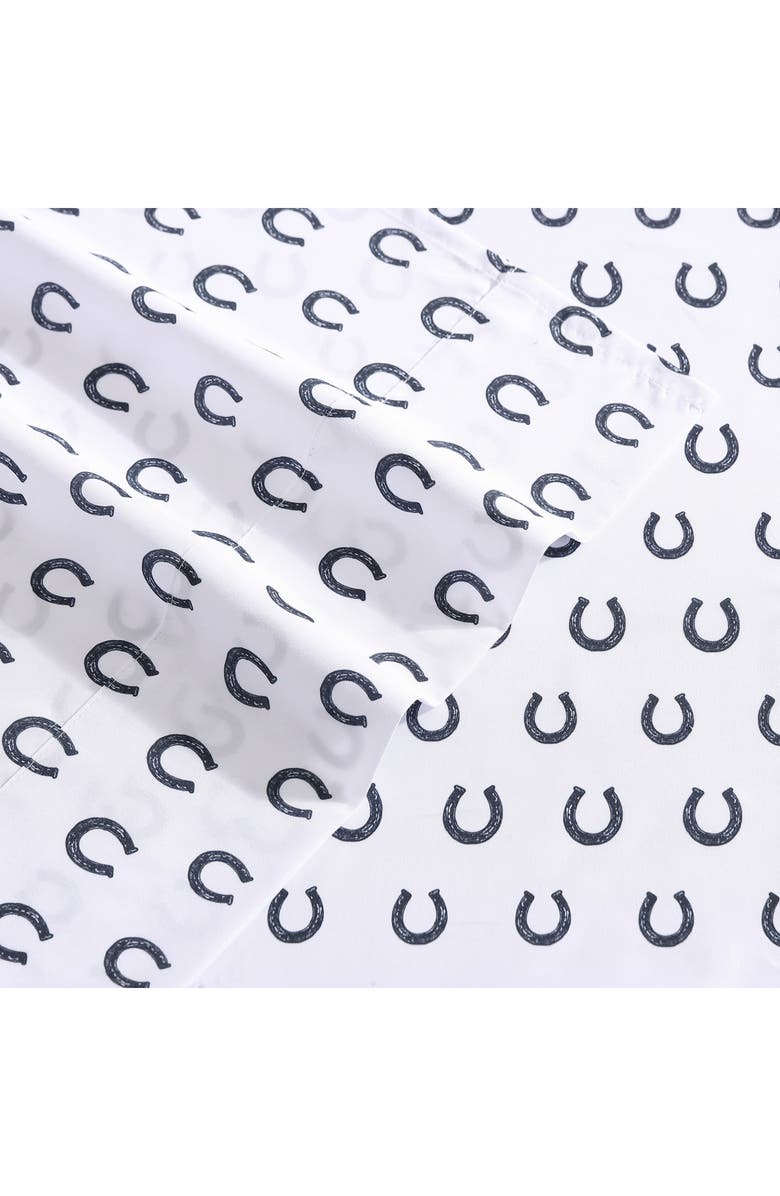 Wrangler Horseshoe Dots Print Microfiber Sheet Set, Alternate, color, / Dark Blue