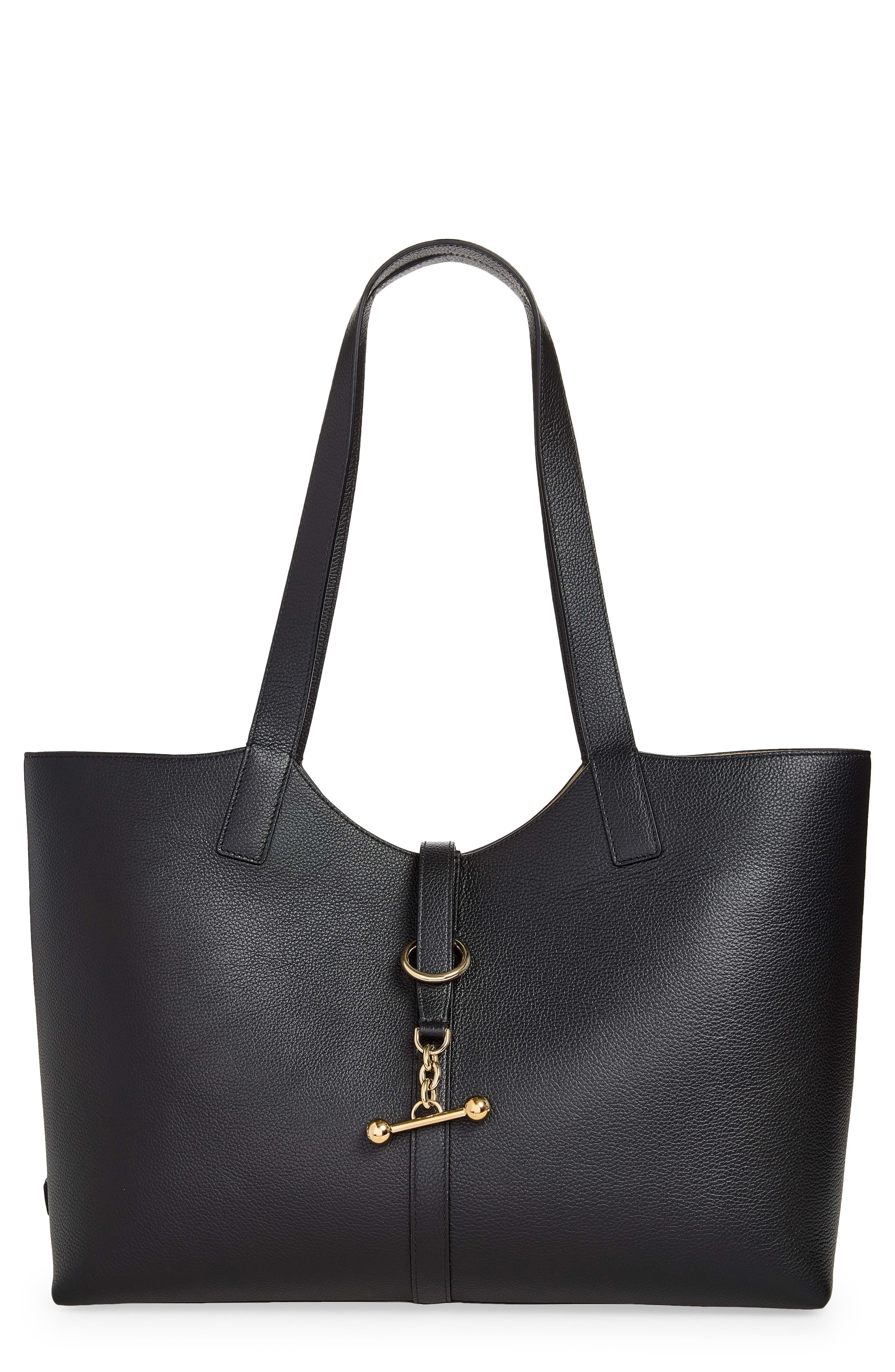 Kite Grain Leather Tote, Main, color, BLACK