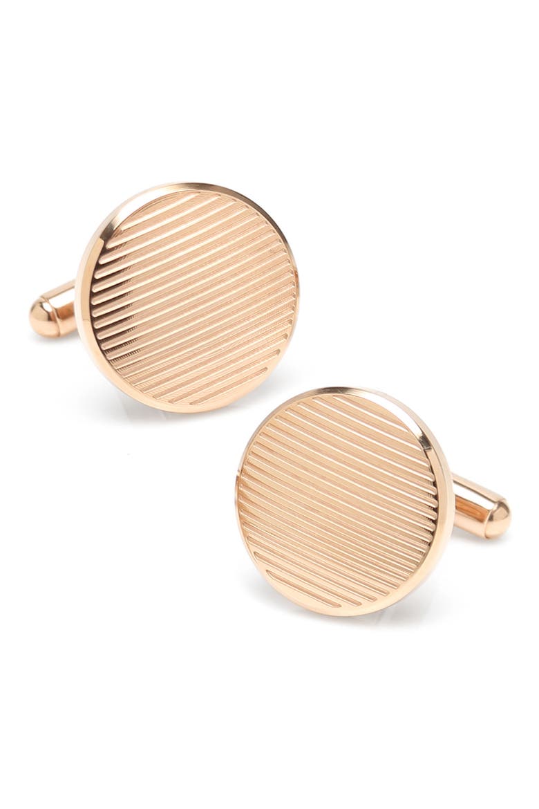 Stripe Cuff Links, Main, color, ROSE GOLD