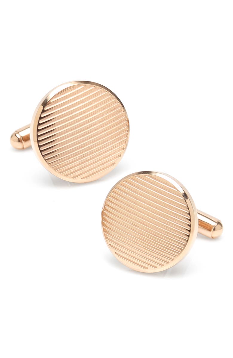 Cufflinks, Inc. Stripe Cuff Links, Main, color, Rose Gold