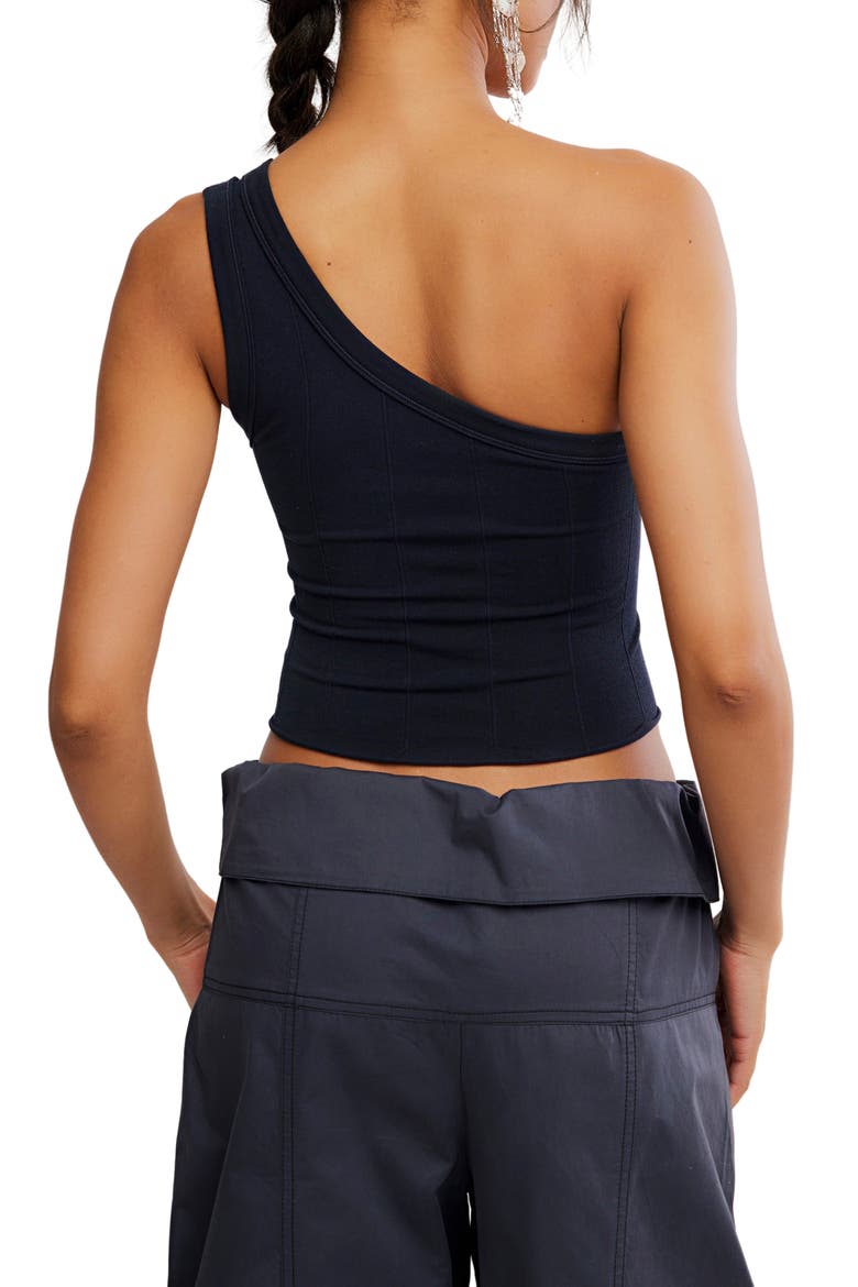 So Soft One-Shoulder Crop Tank, Alternate, color, BLACK