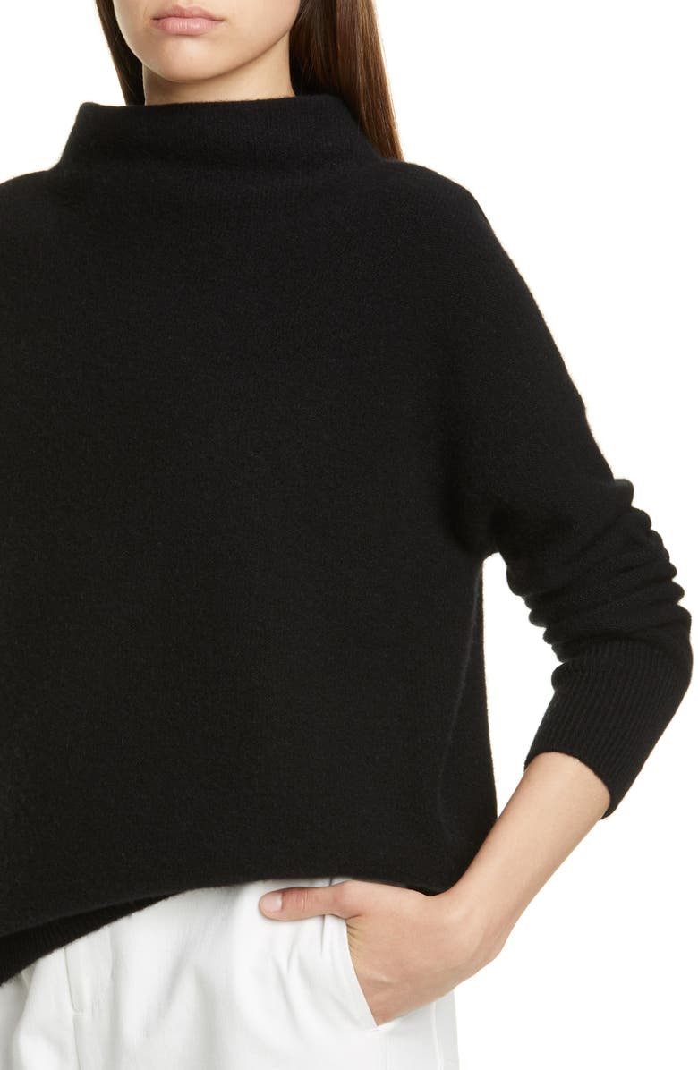 Vince Boiled Cashmere Funnel Neck Pullover, Alternate, color, Black