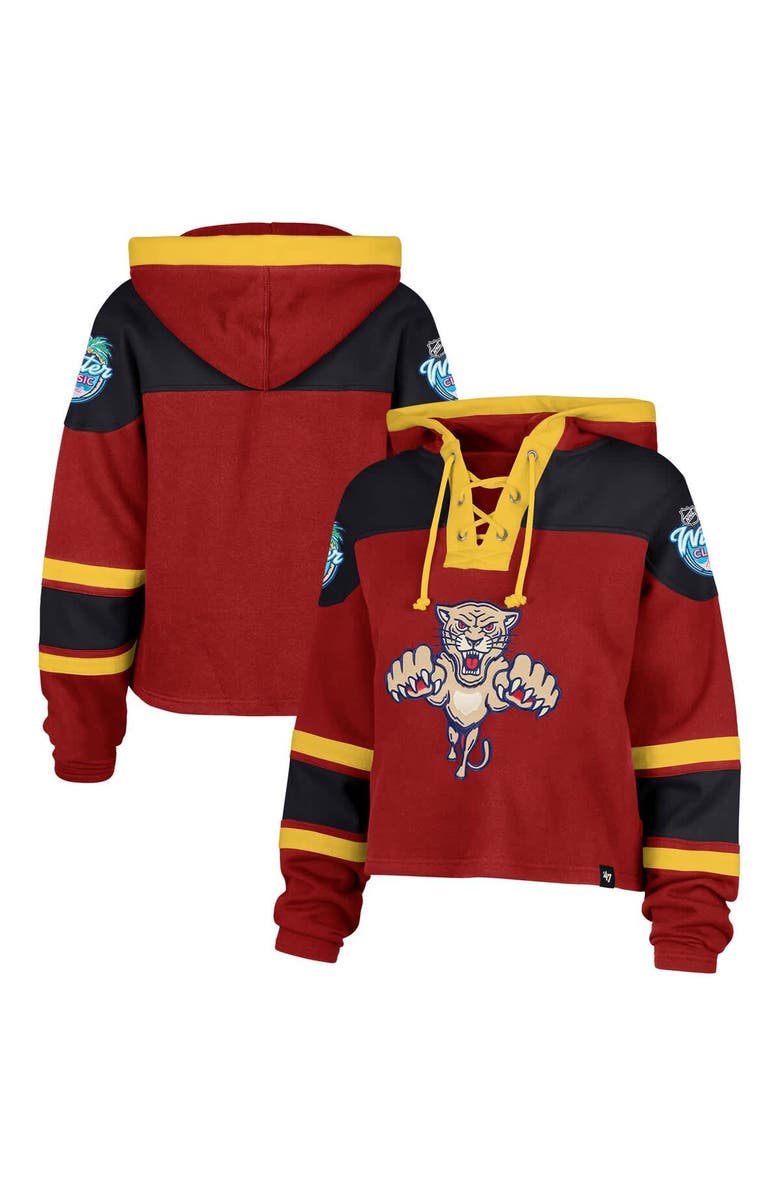 '47 Women's '47 Red Florida Panthers 2026 NHL Winter Classic Cropped Superior Lacer Hoodie, Main, color, Red