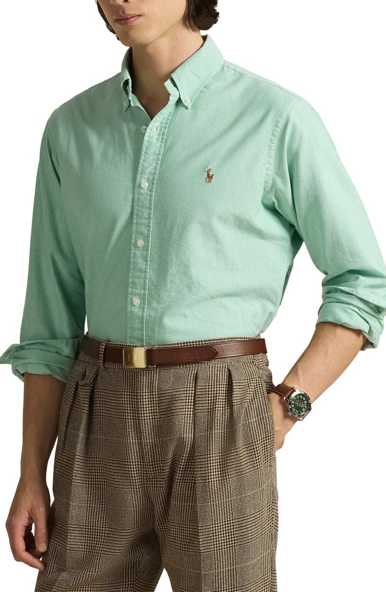 Polo Ralph Lauren Classic Fit Solid Green Button-Down Oxford Shirt, Main, color, Summer Emerald