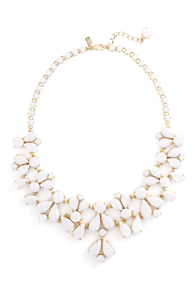 'fiorella' floral bib necklace, Main, color, WHITE