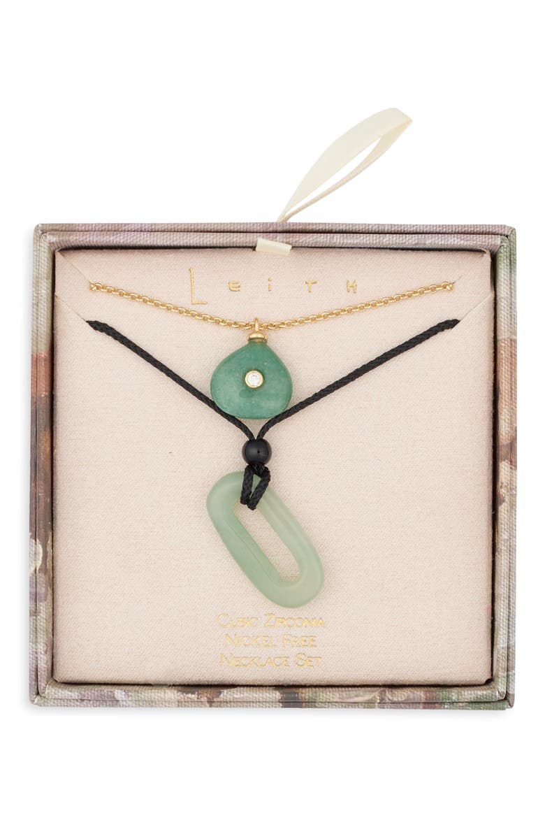Set of 2 Cord Necklaces, Main, color, GREEN MULTI- BLACK