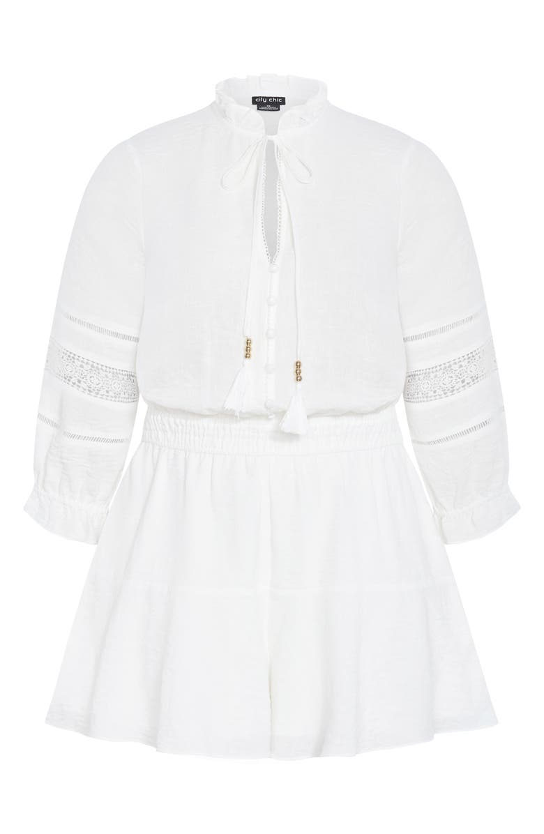 City Chic Long Sleeve Woven Romper, Alternate, color, Ivory