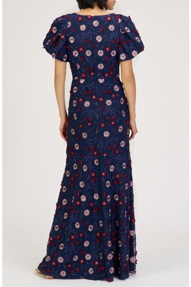 Jade Floral Appliqué Gown, Alternate, color, NAVY MULTI