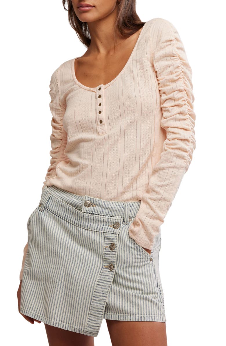 Free People Hope Pointelle Henley, Main, color, Strawberry Float