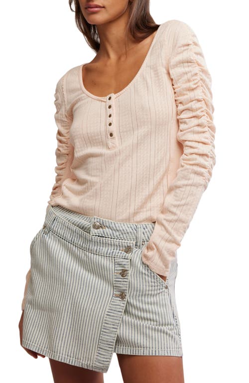 Free People Hope Henley Long Sleeve Shirt In Strawberry Float