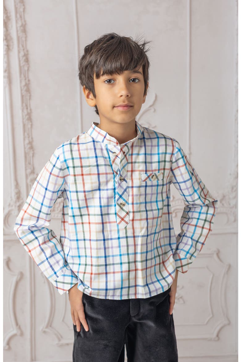 Charlie Checkered Mandarin Collar Shirt, Alternate, color, Multicolor Checkered