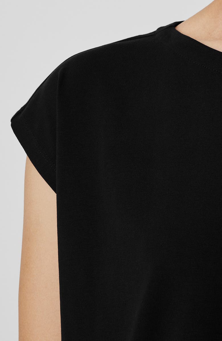 Eileen Fisher Boat Neck Cap Sleeve Boxy Top, Alternate, color, Black