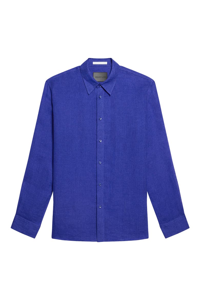 Relaxed Fit Linen Gauze Button-Up Shirt, Alternate, color, COBALT