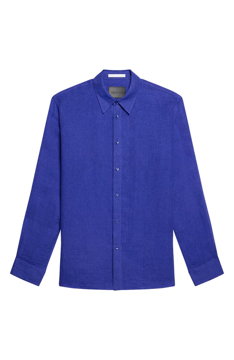 Helmut Lang Relaxed Fit Linen Gauze Button-Up Shirt, Alternate, color, Cobalt