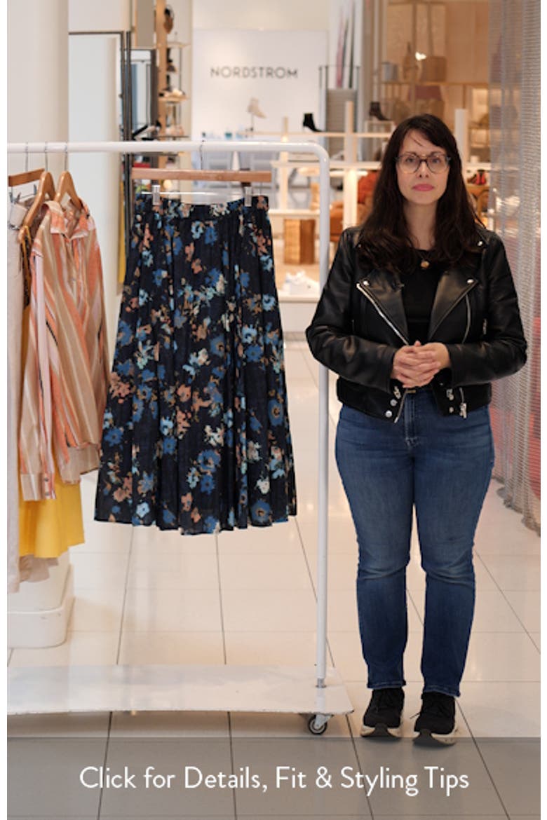 Floral Cotton Crinkle Midi Skirt video