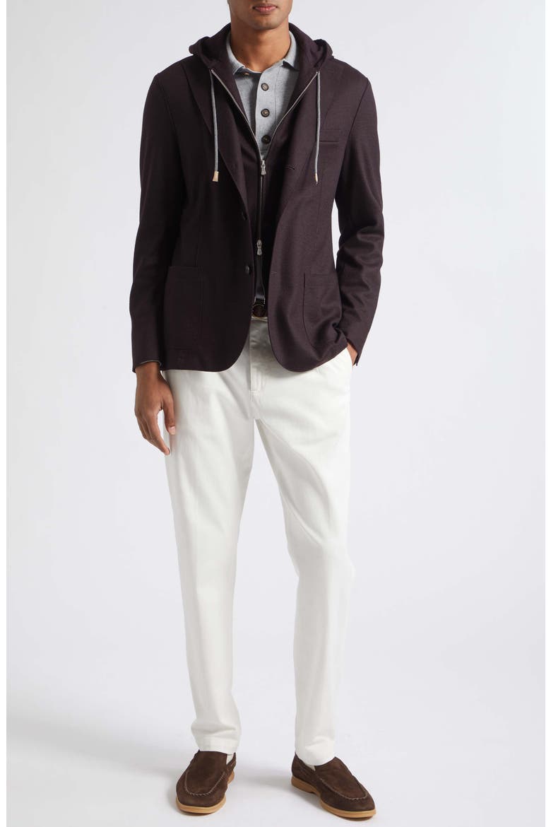 Single Breasted Jacket with Hood, Alternate, color, 10 BURGUNDY