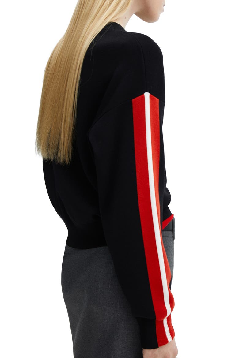 Stripe Sleeve Sweater, Alternate, color, RED