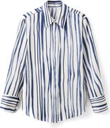 MANGO Stripe Satin Button-Up Shirt