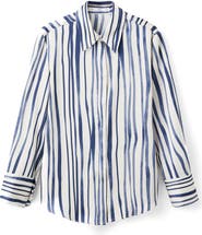 MANGO Stripe Satin Button-Up Shirt