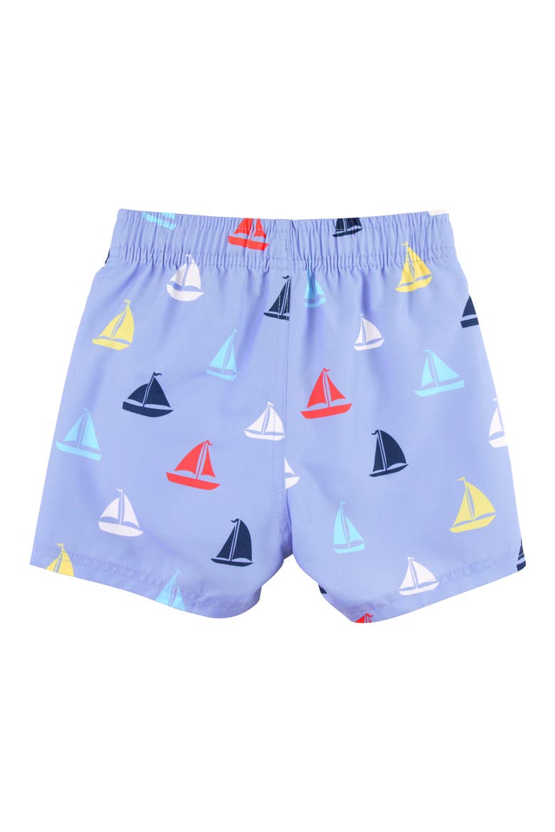 Kids' Sailboat Print Swim Trunks, Alternate, color, DOWN BY THE BAY