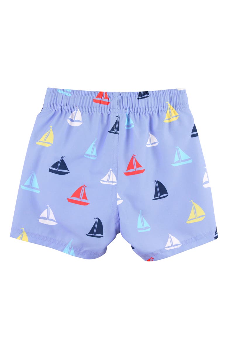 RuggedButts Kids' Sailboat Print Swim Trunks, Alternate, color, Down By The Bay