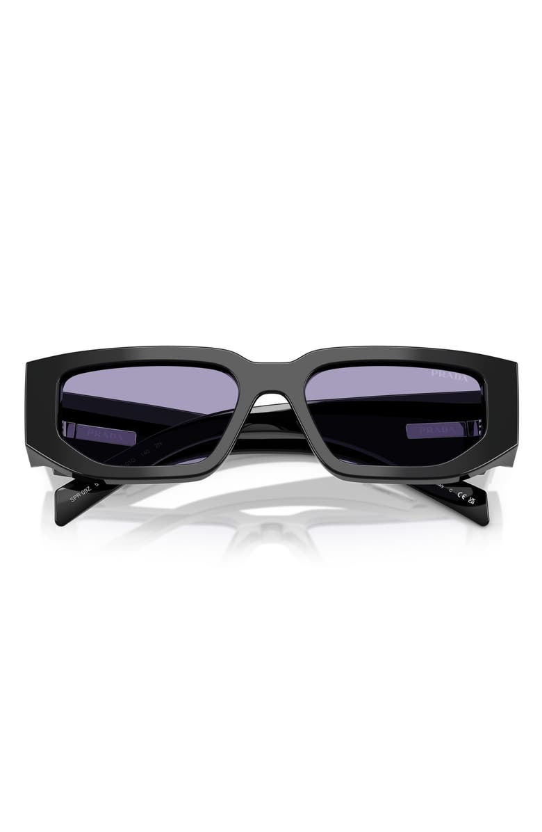 Prada 56mm Rectangular Sunglasses, Alternate, color, Black / Violet