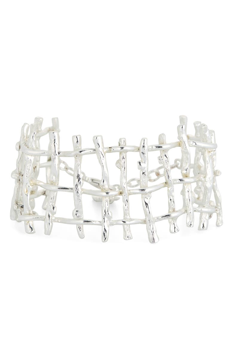 Karine Sultan Branch Cuff Bracelet, Main, color, Silver