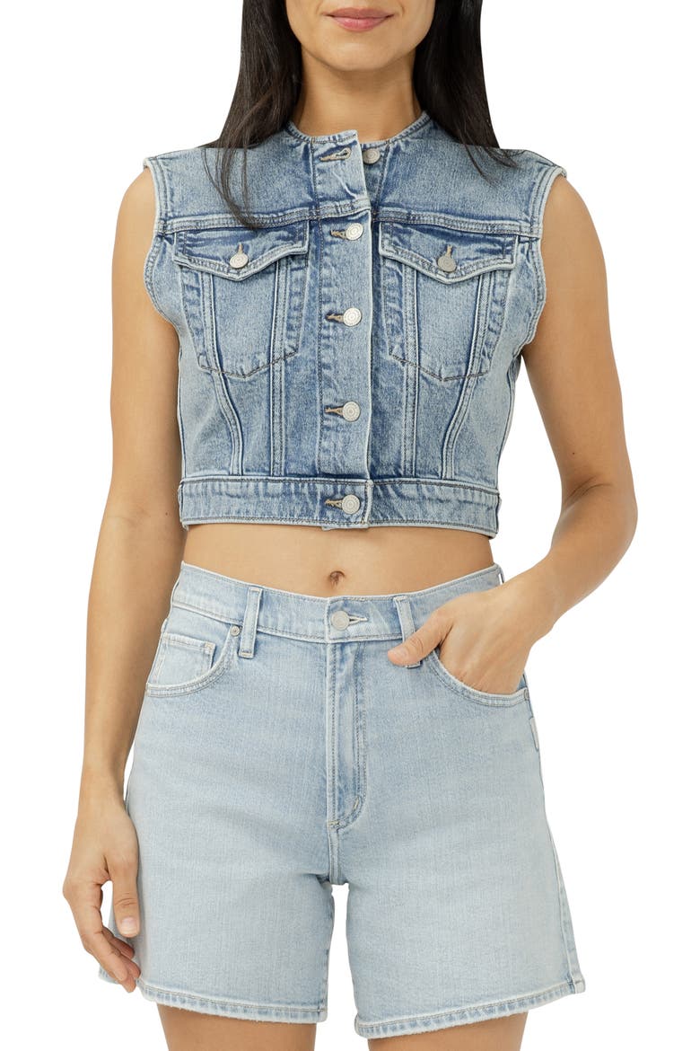 Crop Denim Vest, Main, color, WANDERLUST