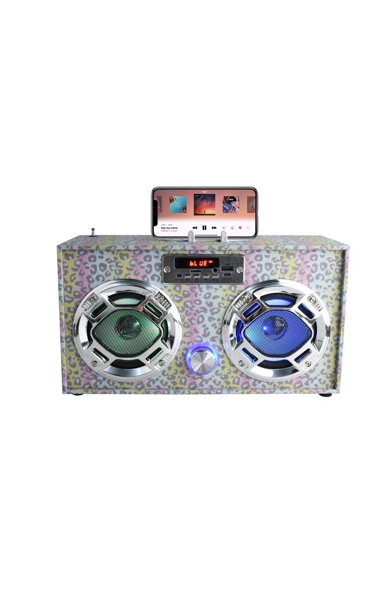 TREND TECH Boombox Bluetooth Speaker, Main, color, Glitter Leopard
