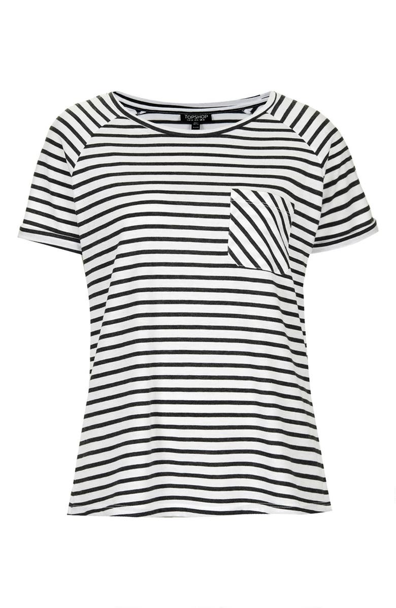 Topshop Stripe Raglan Tee, Alternate, color,