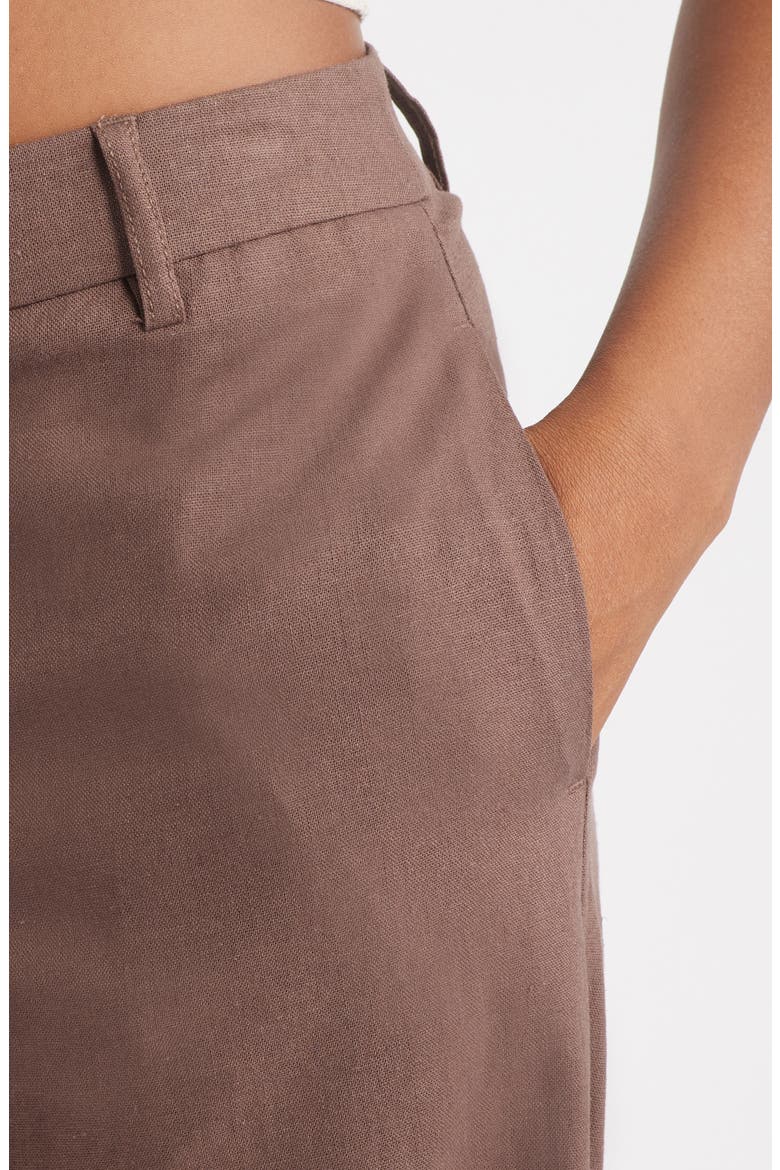 Low Slung Linen Blend Wide Leg Pants, Alternate, color, BROWN MULTI
